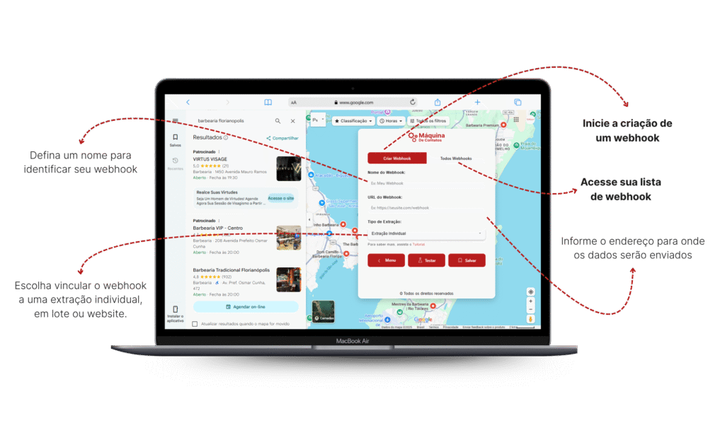 Inicie a criação de um webhook